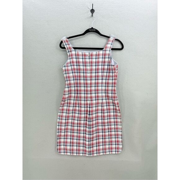 Vintage Y2K Tommy Hilfiger Womens Red Blue Plaid Sheath Mini Dress Size 4 - Picture 3 of 10